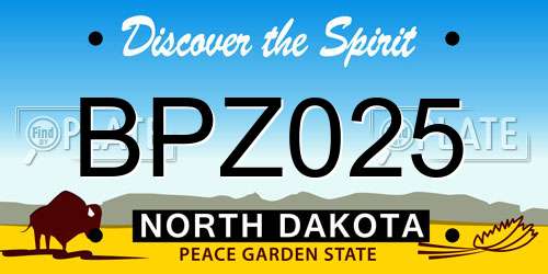 BPZ025 North Dakota License Plate