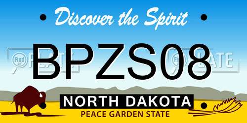BPZS08 North Dakota License Plate