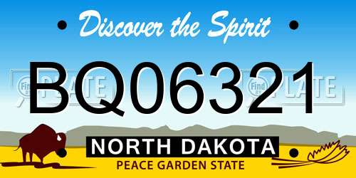 BQ06321 North Dakota License Plate