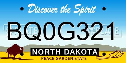 BQ0G321 North Dakota License Plate