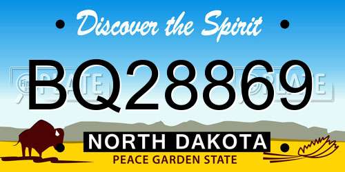 BQ28869 North Dakota License Plate