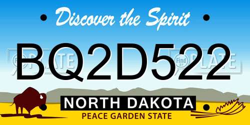 BQ2D522 North Dakota License Plate
