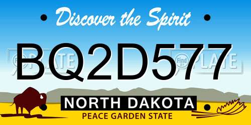 BQ2D577 North Dakota License Plate