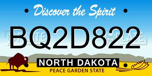 BQ2D822 North Dakota License Plate
