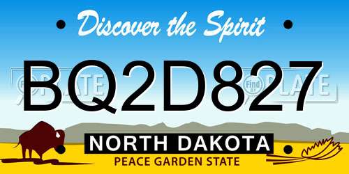 BQ2D827 North Dakota License Plate