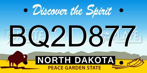 BQ2D877 North Dakota License Plate