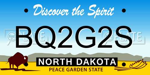BQ2G2S North Dakota License Plate
