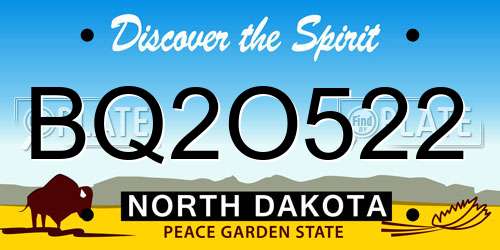 BQ2O522 North Dakota License Plate