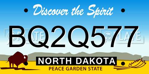 BQ2Q577 North Dakota License Plate