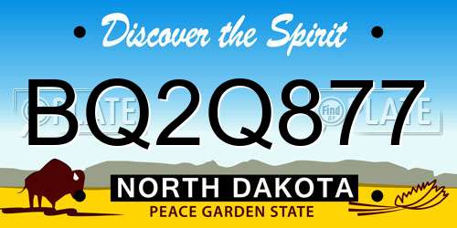 BQ2Q877 North Dakota License Plate