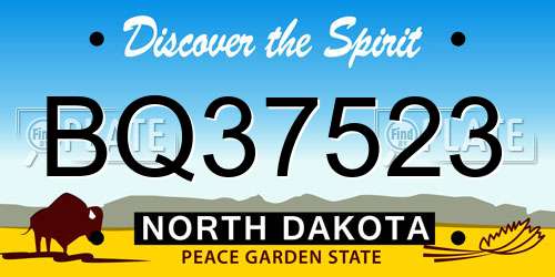 BQ37523 North Dakota License Plate