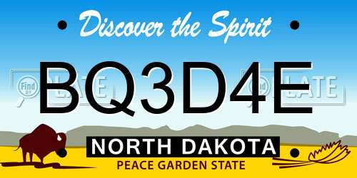 BQ3D4E North Dakota License Plate