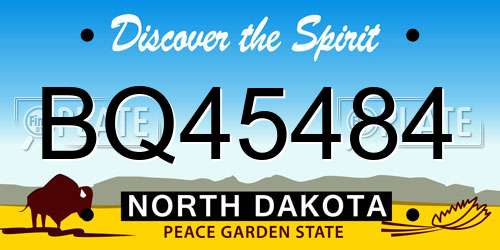 BQ45484 North Dakota License Plate