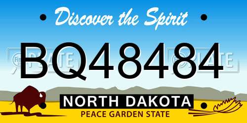 BQ48484 North Dakota License Plate