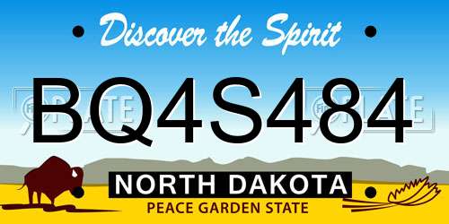 BQ4S484 North Dakota License Plate