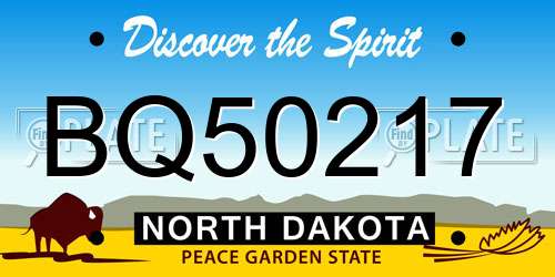 BQ50217 North Dakota License Plate