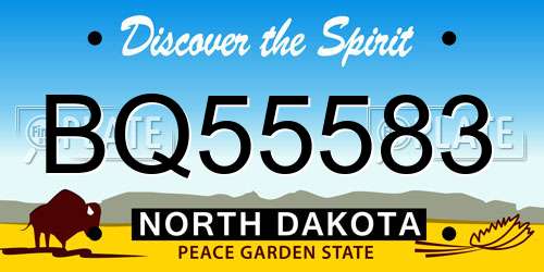 BQ55583 North Dakota License Plate