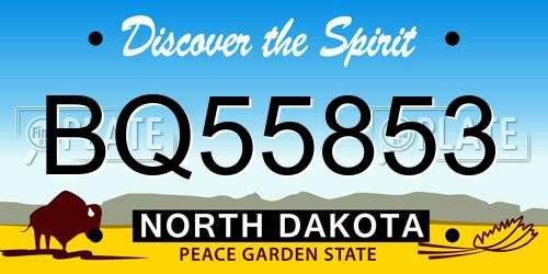 BQ55853 North Dakota License Plate
