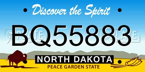 BQ55883 North Dakota License Plate