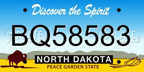 BQ58583 North Dakota License Plate