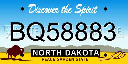 BQ58883 North Dakota License Plate