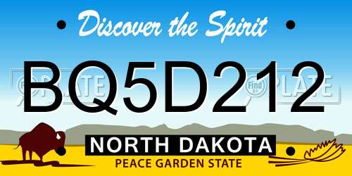BQ5D212 North Dakota License Plate