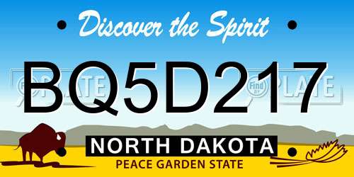 BQ5D217 North Dakota License Plate