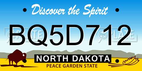 BQ5D712 North Dakota License Plate