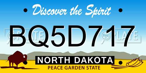 BQ5D717 North Dakota License Plate