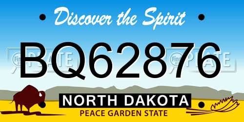 BQ62876 North Dakota License Plate