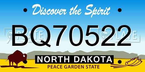 BQ70522 North Dakota License Plate