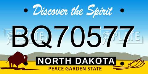 BQ70577 North Dakota License Plate