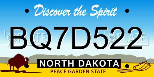 BQ7D522 North Dakota License Plate