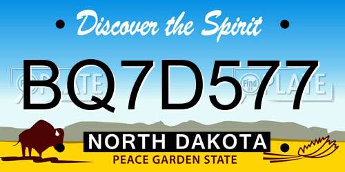 BQ7D577 North Dakota License Plate