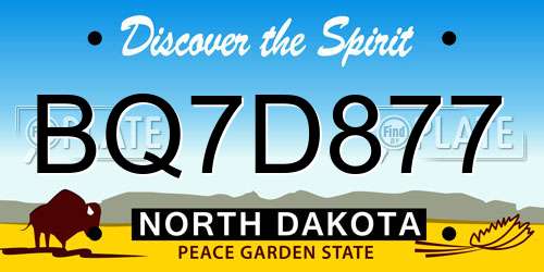 BQ7D877 North Dakota License Plate