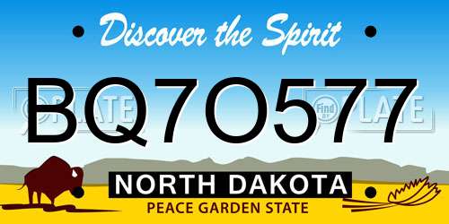 BQ7O577 North Dakota License Plate