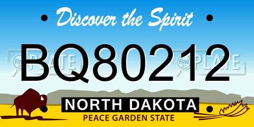 BQ80212 North Dakota License Plate