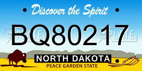BQ80217 North Dakota License Plate