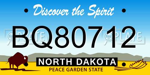 BQ80712 North Dakota License Plate