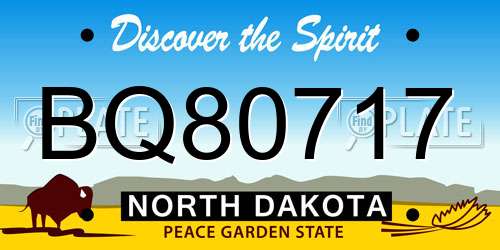 BQ80717 North Dakota License Plate