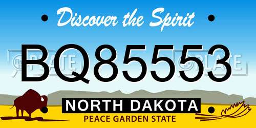 BQ85553 North Dakota License Plate