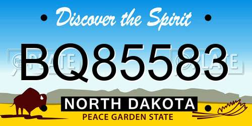 BQ85583 North Dakota License Plate