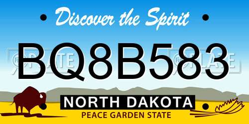 BQ8B583 North Dakota License Plate