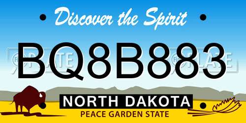 BQ8B883 North Dakota License Plate