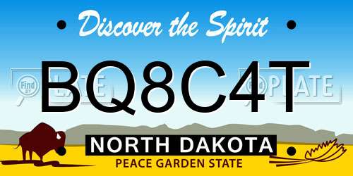 BQ8C4T North Dakota License Plate