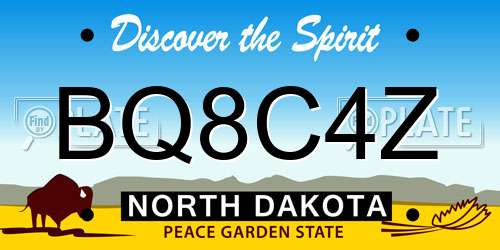BQ8C4Z North Dakota License Plate