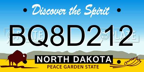 BQ8D212 North Dakota License Plate