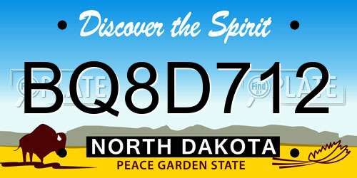 BQ8D712 North Dakota License Plate