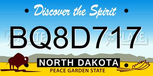 BQ8D717 North Dakota License Plate
