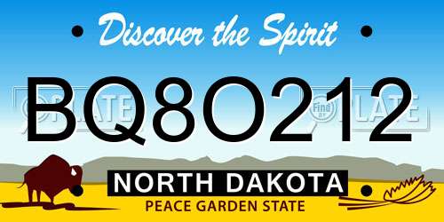 BQ8O212 North Dakota License Plate